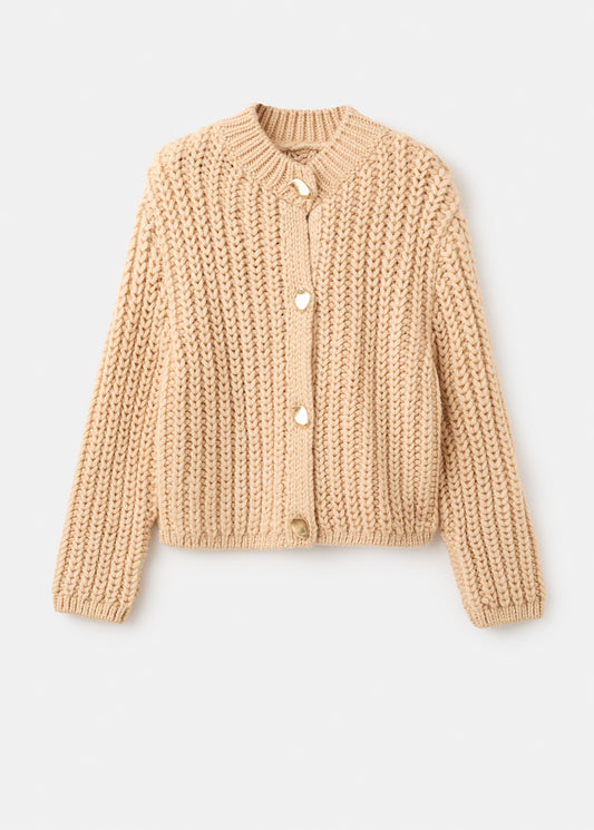 Chunky-knit cardigan with jewel buttons