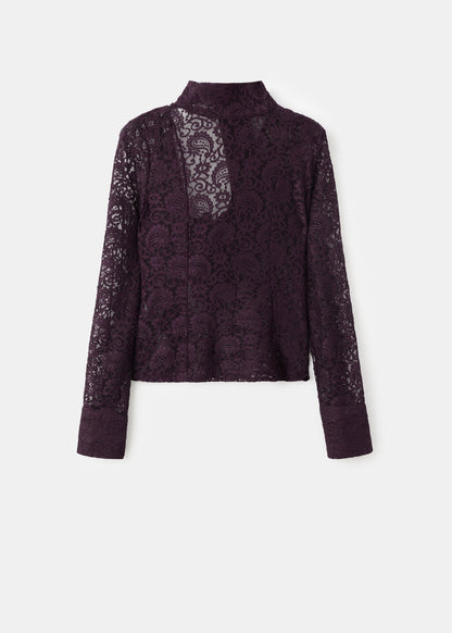 Lace shirt with scarf