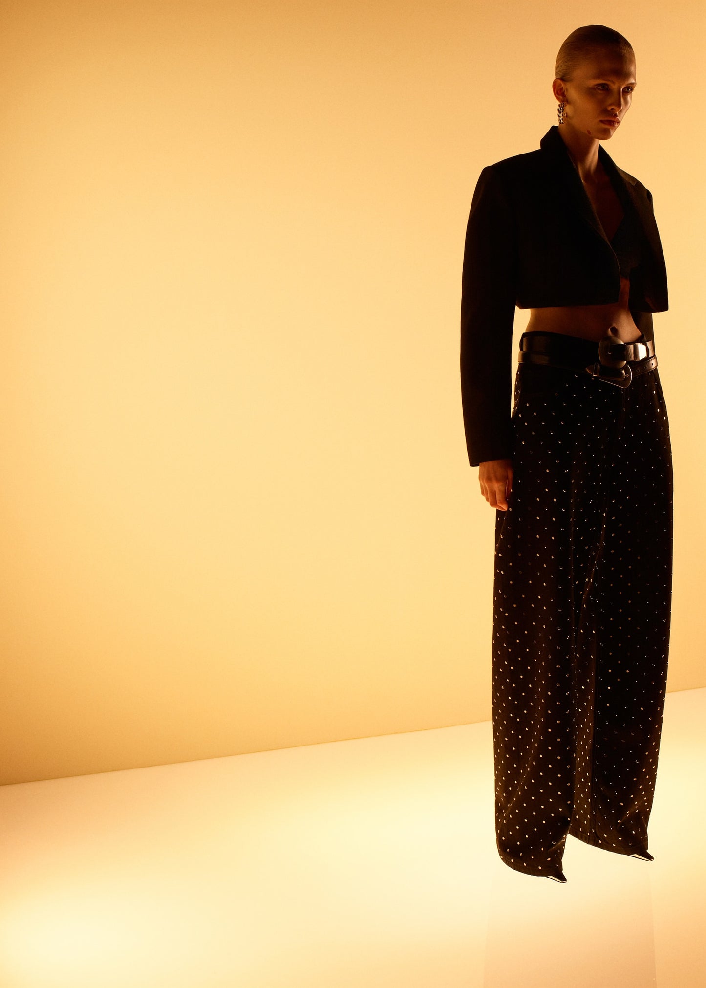 Wide-leg jeans with rhinestones