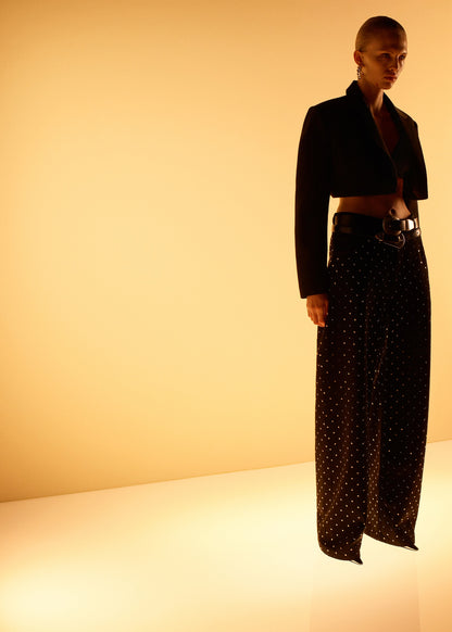 Wide-leg jeans with rhinestones