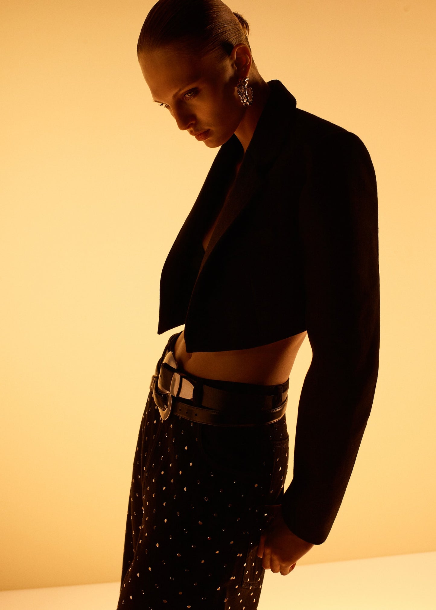 Wide-leg jeans with rhinestones