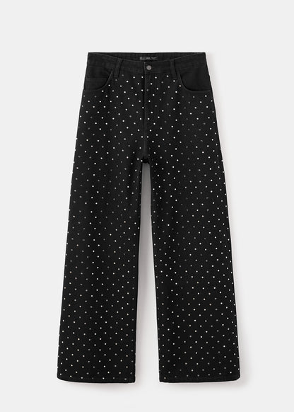 Wide-leg jeans with rhinestones
