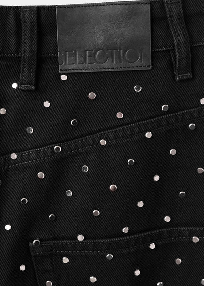 Wide-leg jeans with rhinestones