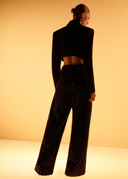 Wide-leg jeans with rhinestones