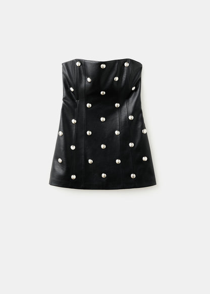 Studded faux leather dress