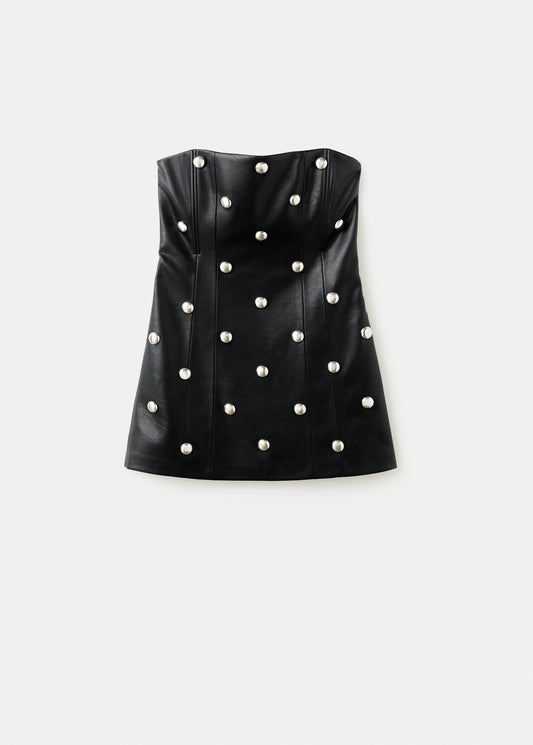 Studded faux leather dress
