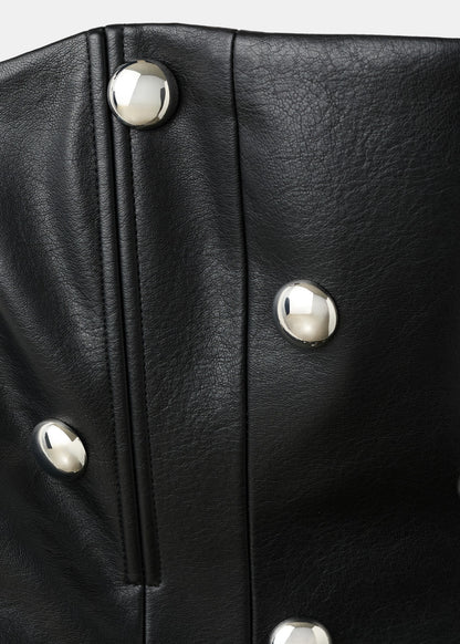 Studded faux leather dress