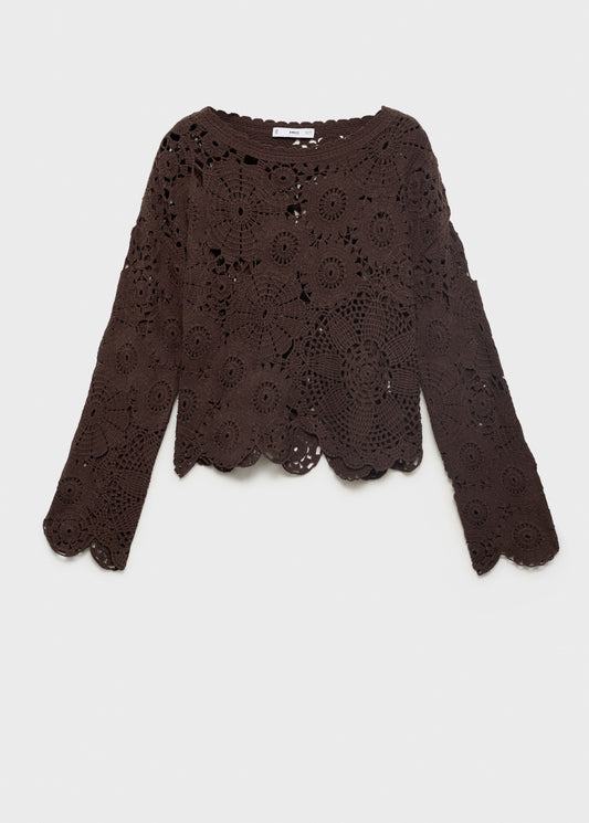 Crochet sweater with flowers