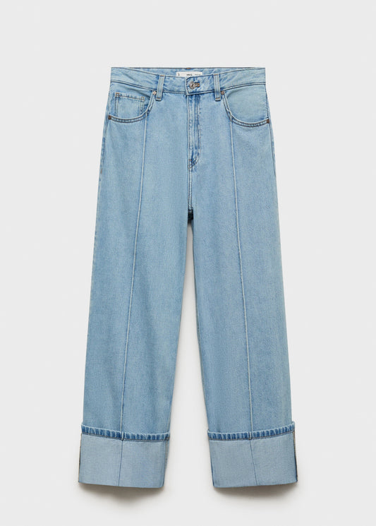 Wideleg jeans with turned-up hem