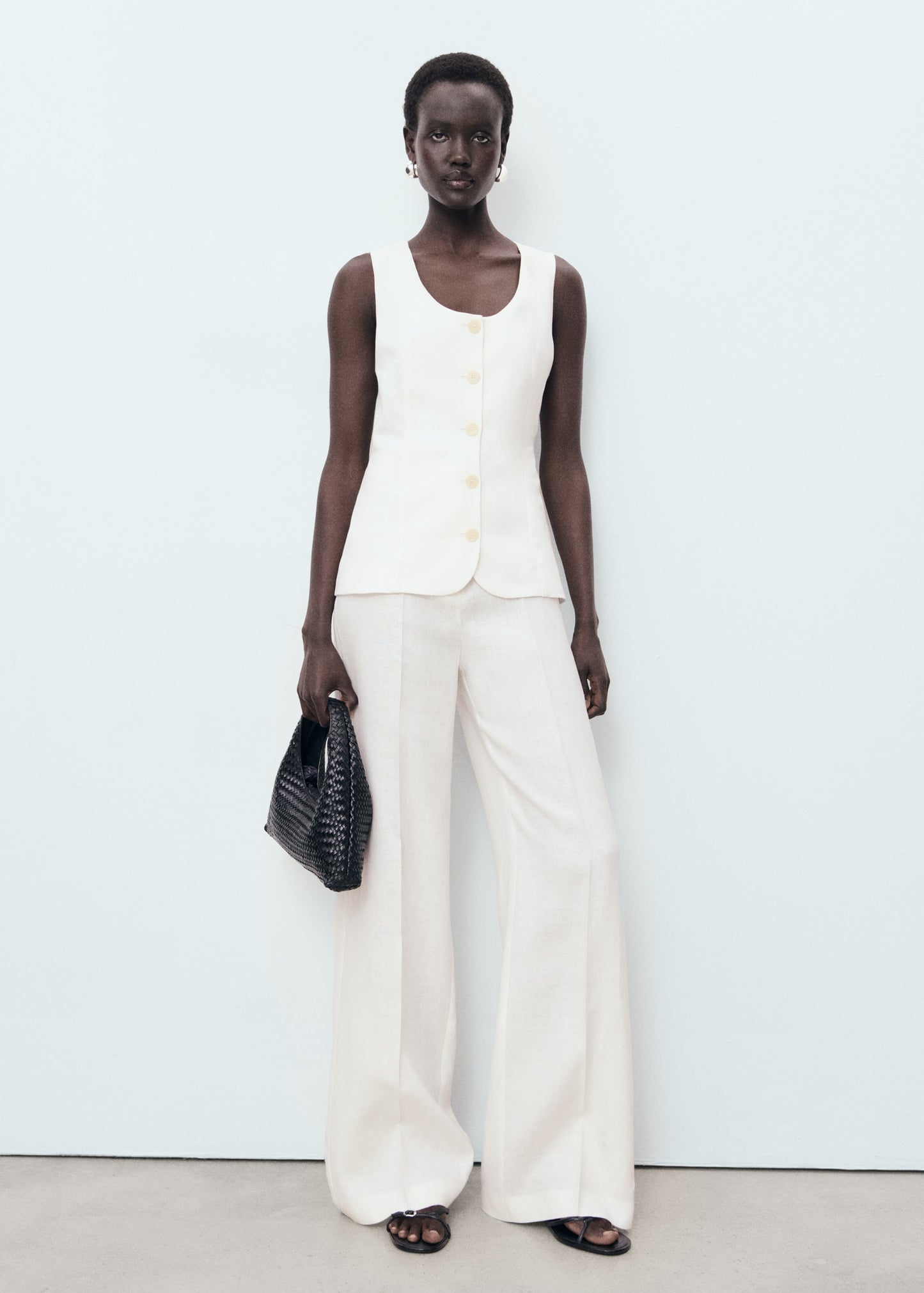 Suit-style linen jumpsuit