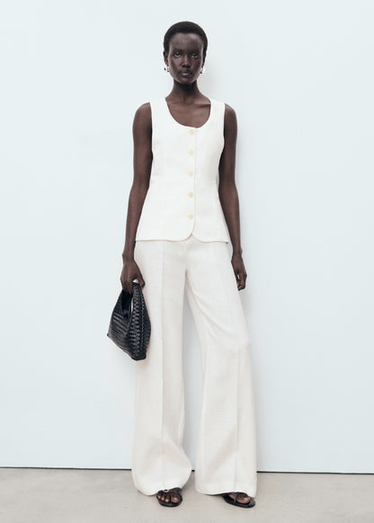 Suit-style linen jumpsuit