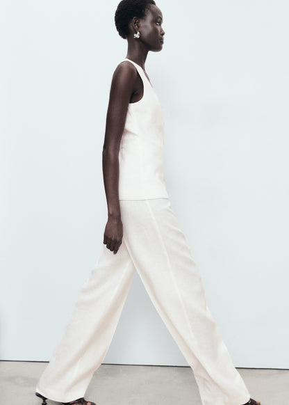 Suit-style linen jumpsuit