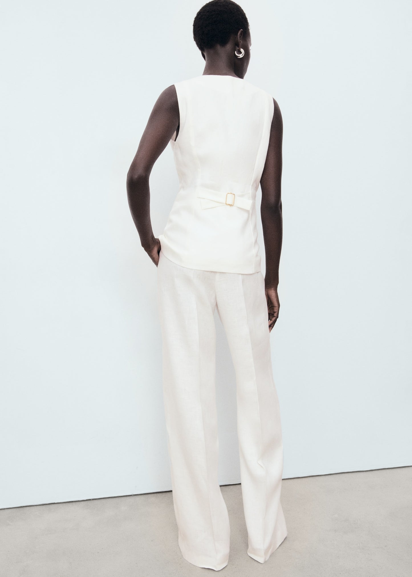 Suit-style linen jumpsuit