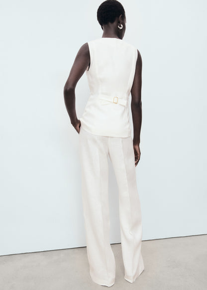 Suit-style linen jumpsuit