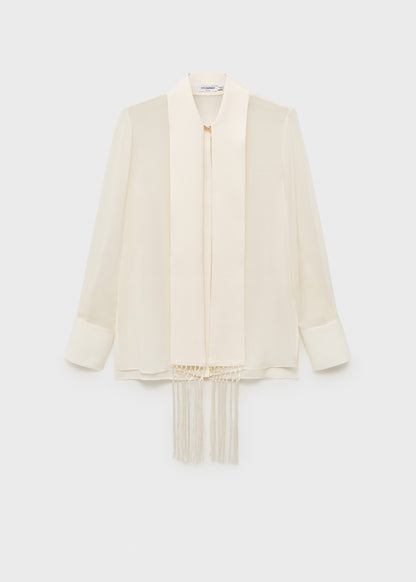 Silk shirt with fringed handkerchief