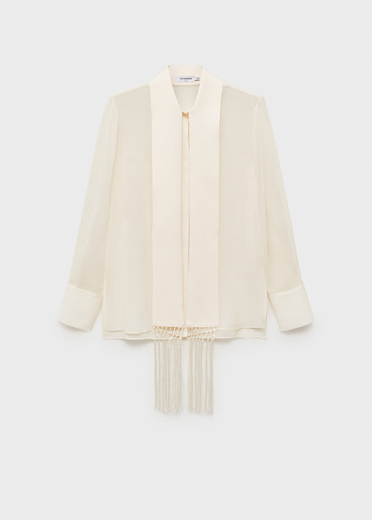 Silk shirt with fringed handkerchief