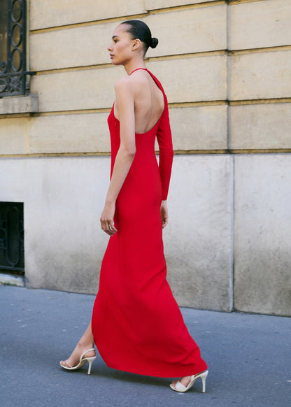 Asymmetrical open-back dress