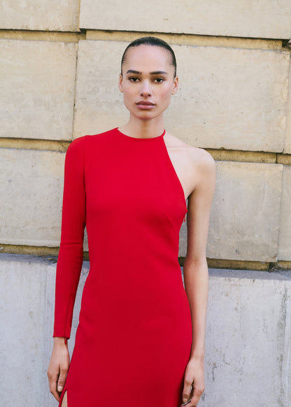 Asymmetrical open-back dress
