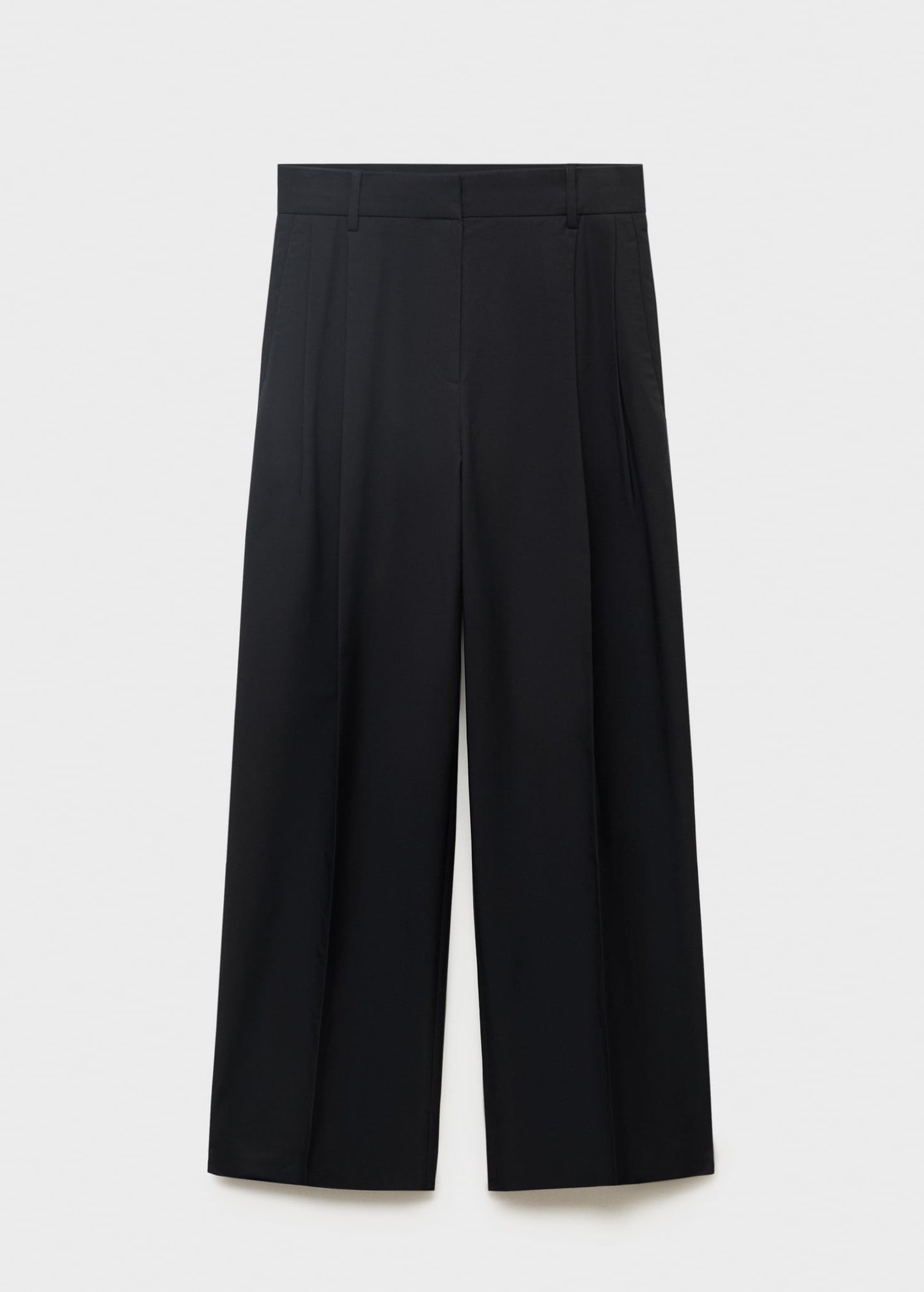 Straight-leg cotton pleated trousers