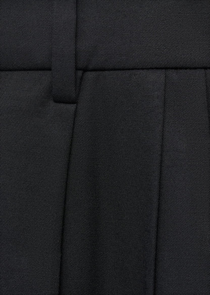 Straight-leg cotton pleated trousers