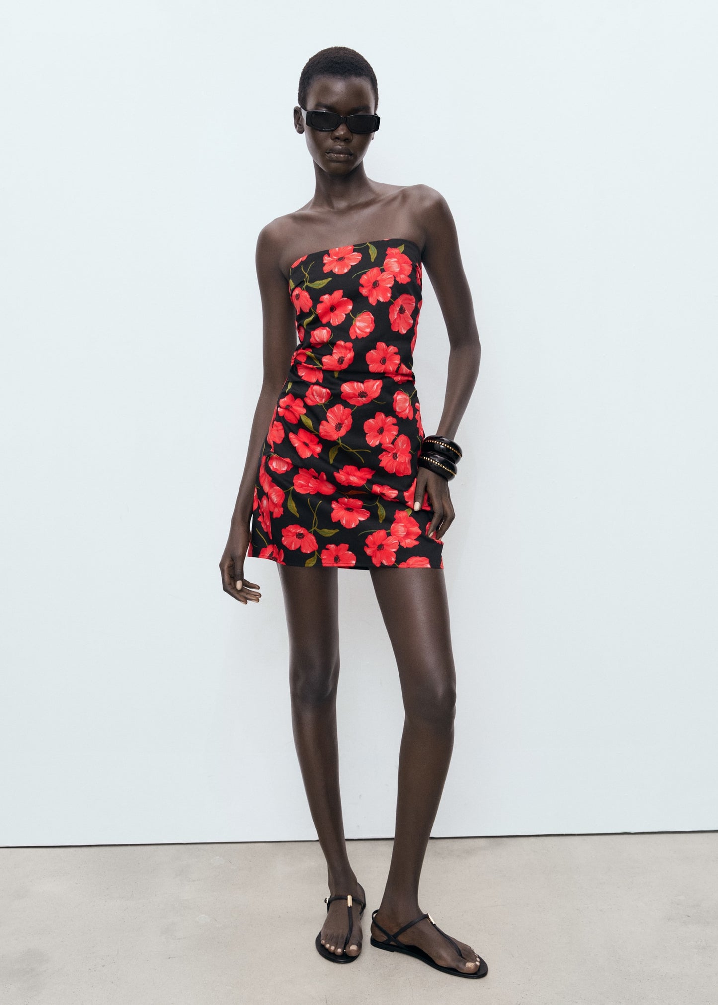 Strapless floral dress