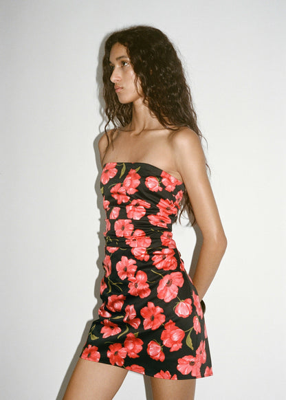 Strapless floral dress