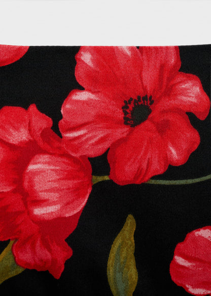 Floral-print flared skirt
