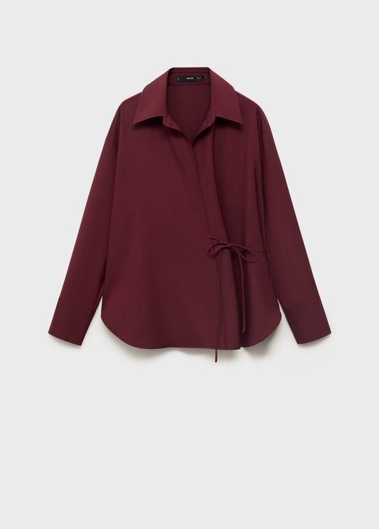 Wrap shirt with bow