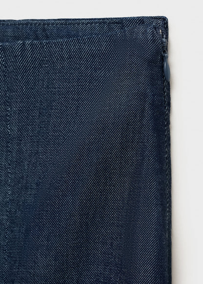 Pleated denim skirt