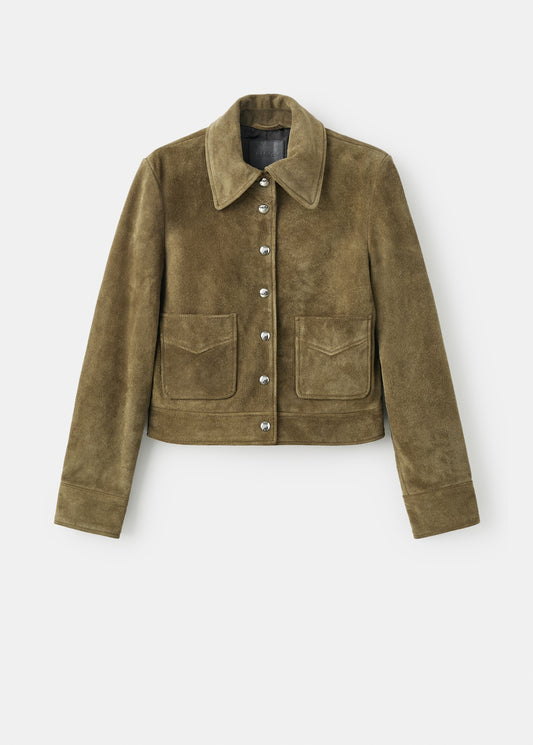 Suede leather jacket with buttons