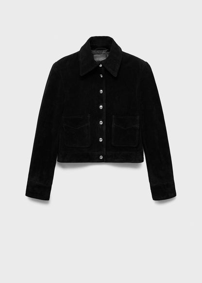 Suede leather jacket with buttons