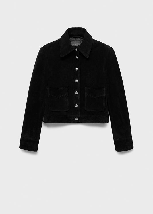 Suede leather jacket with buttons