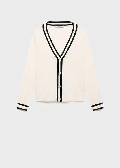 Cardigan with contrasting stripes
