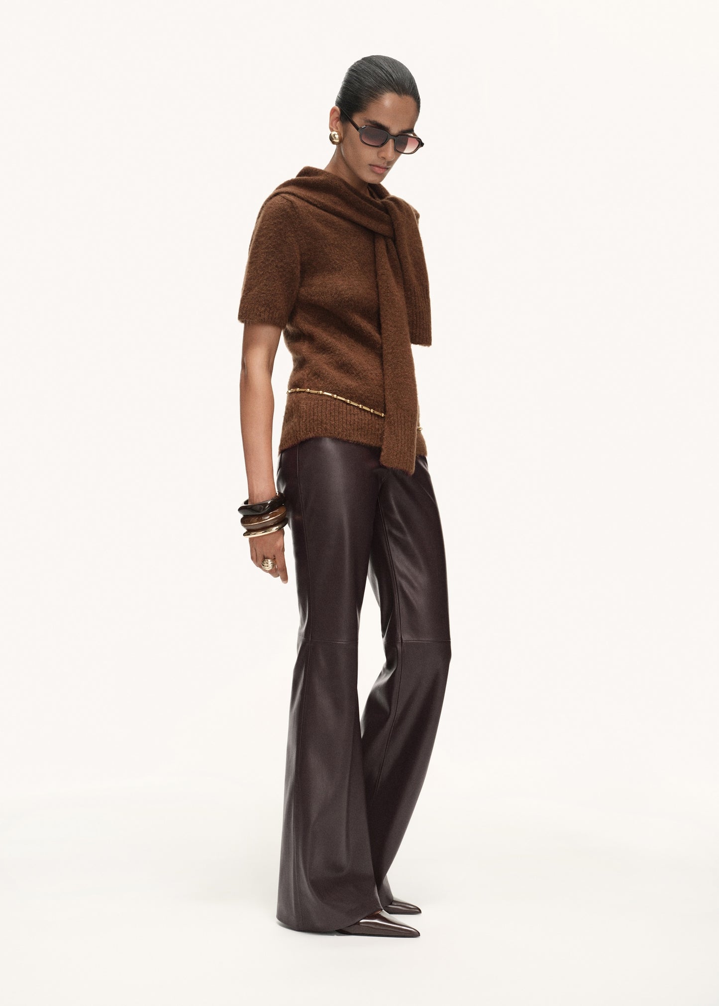 Leather-effect skinny trousers