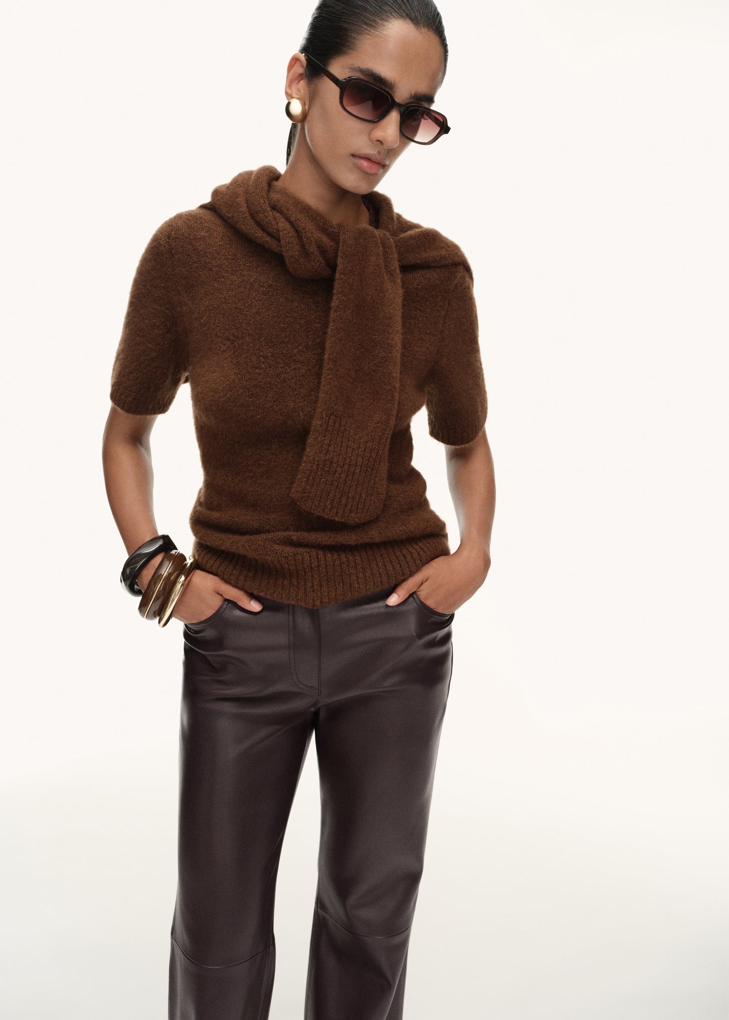 Leather-effect skinny trousers