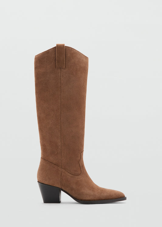Heel leather cowboy boot
