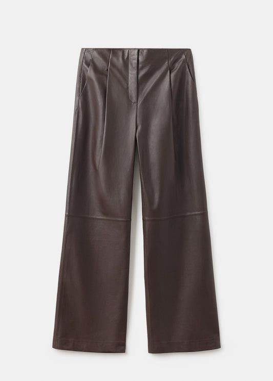 100% leather straight-leg trousers
