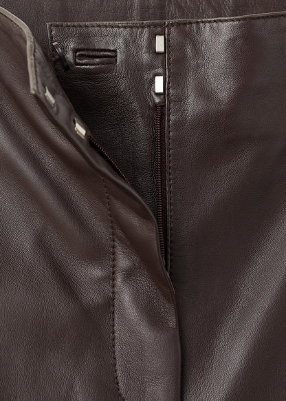 100% leather straight-leg trousers