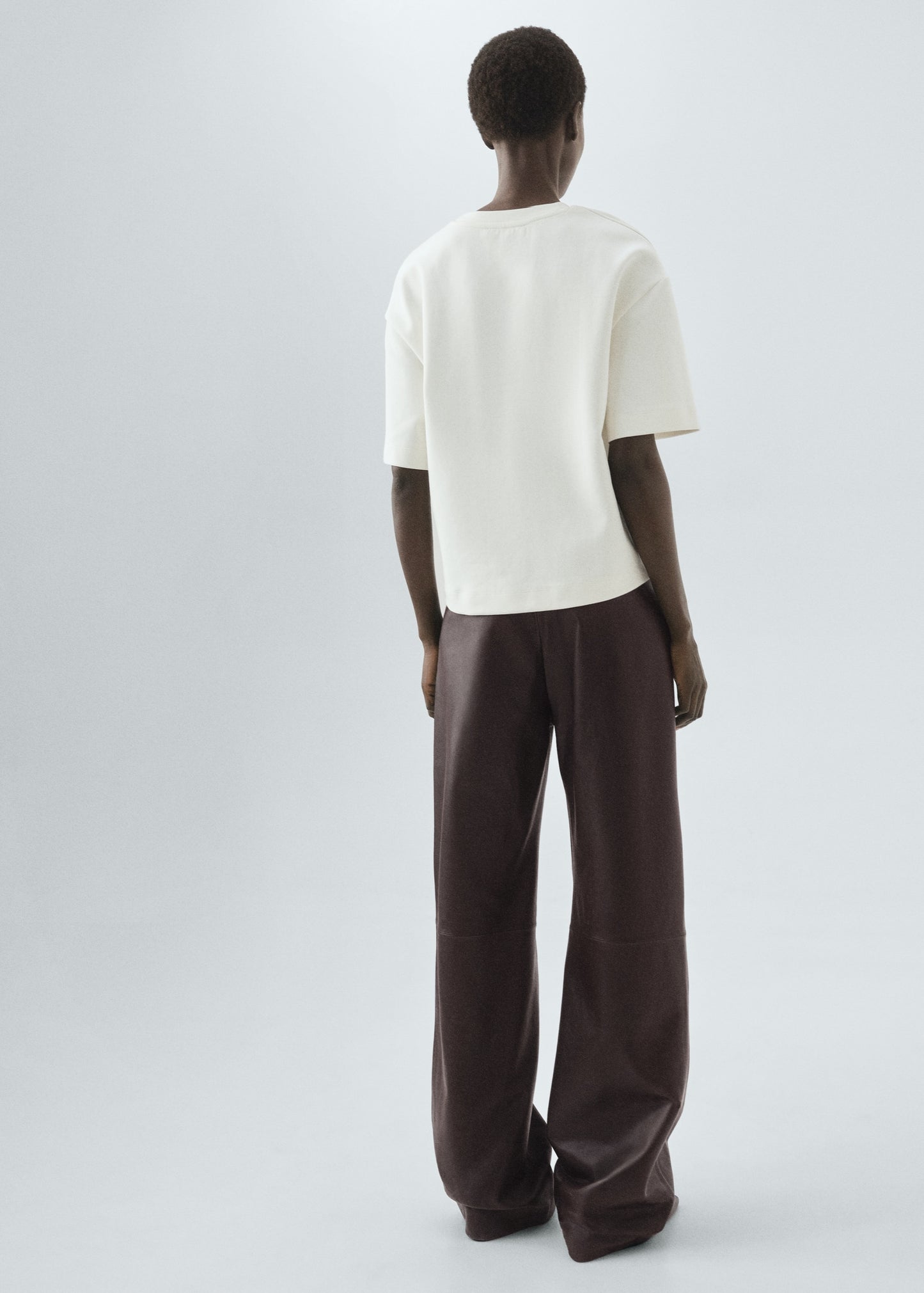 100% leather straight-leg trousers