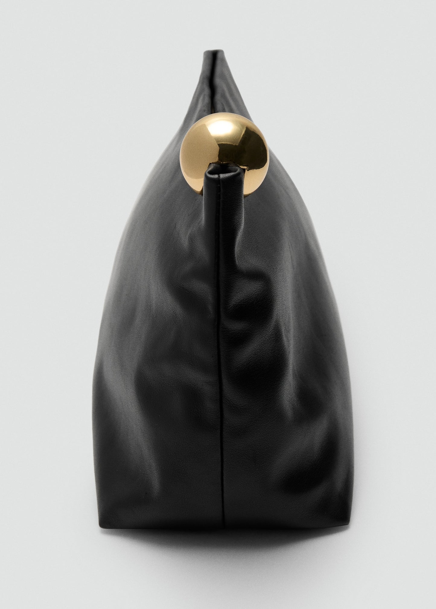 Leather clutch bag with metallic detail