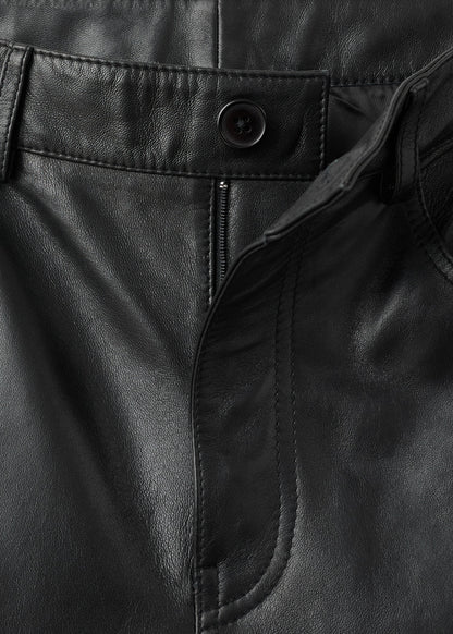 100% leather straight-leg trousers