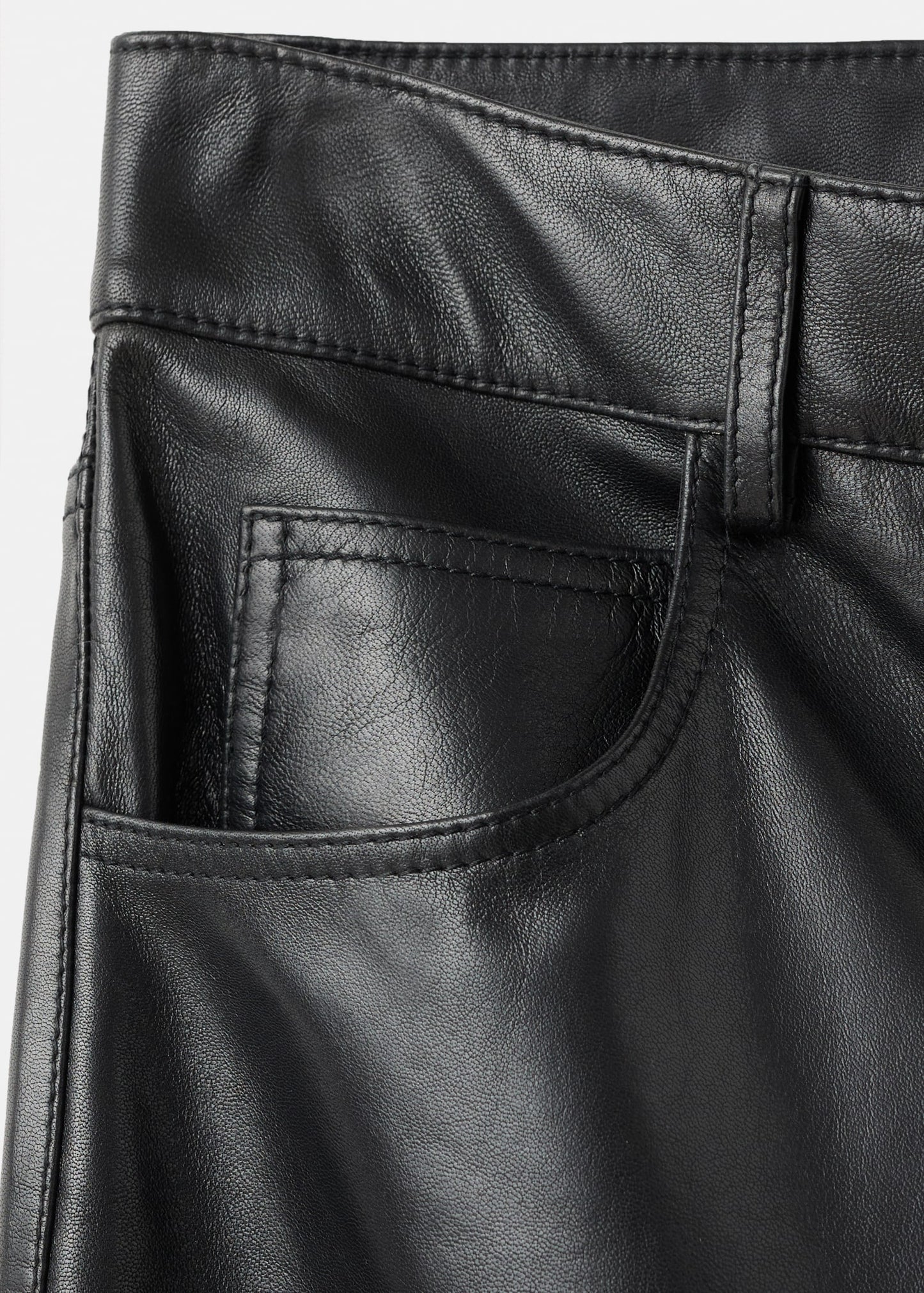 100% leather straight-leg trousers