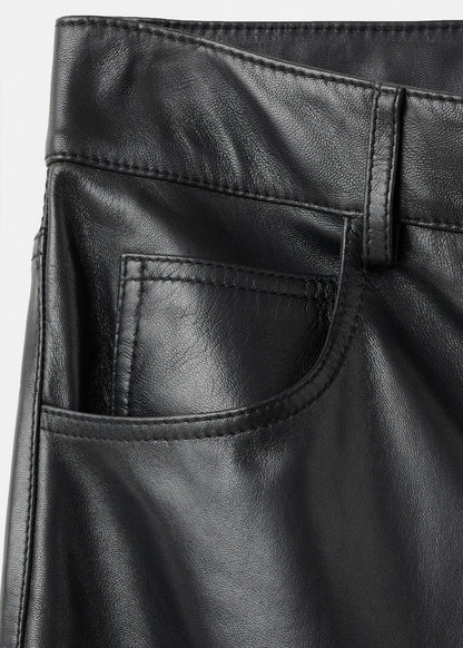 100% leather straight-leg trousers