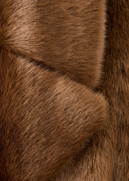 Fur-effect coat with belt