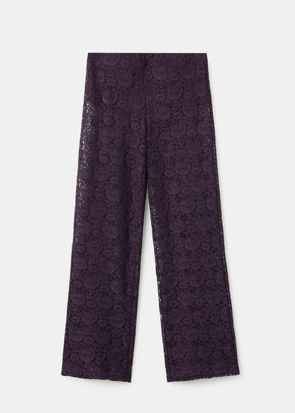 Straight-fit lace trousers