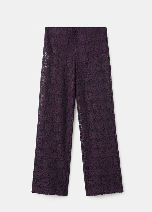 Straight-fit lace trousers