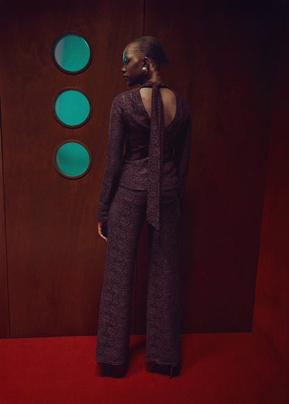 Straight-fit lace trousers
