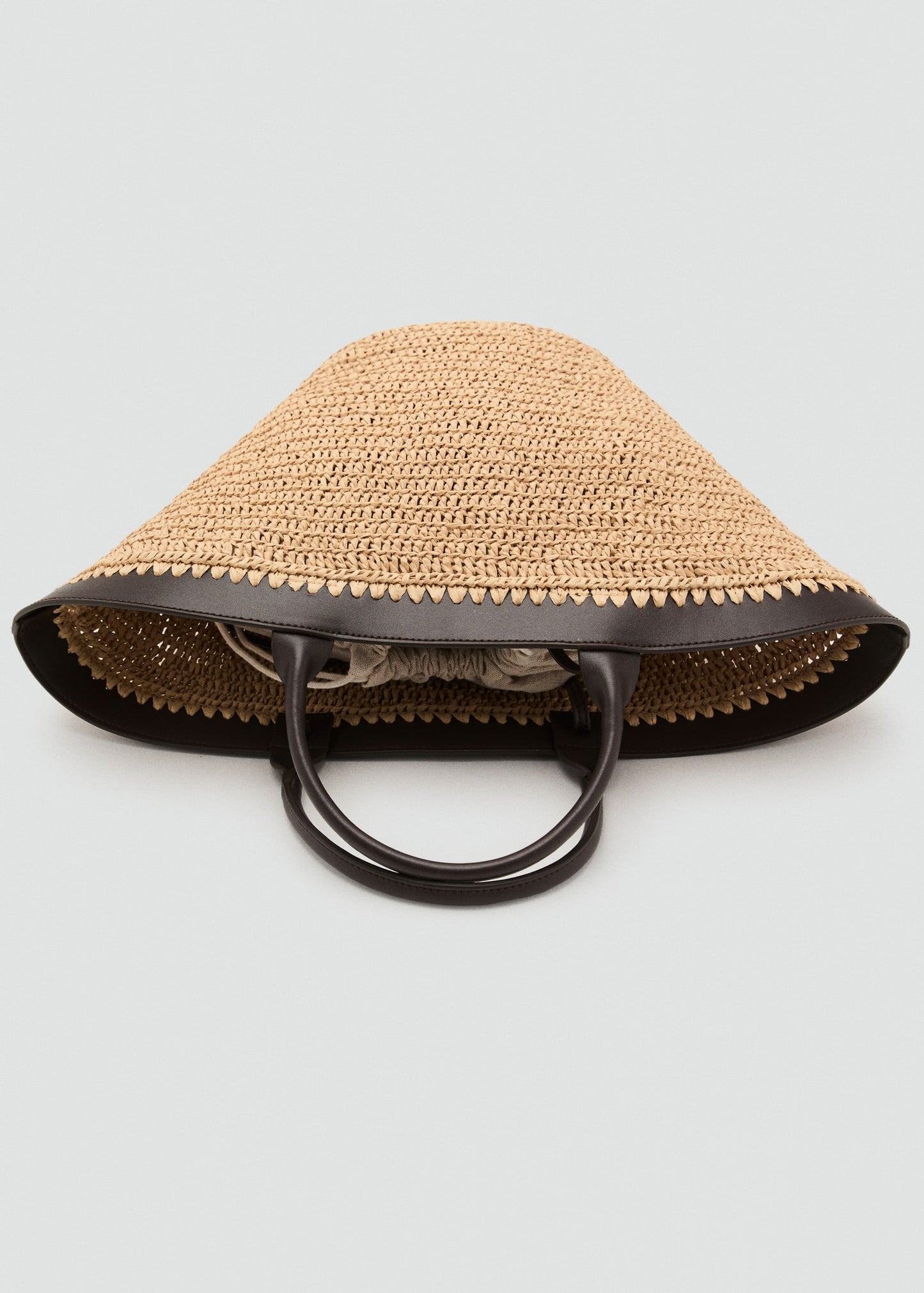 Large natural fibre bag with double handle