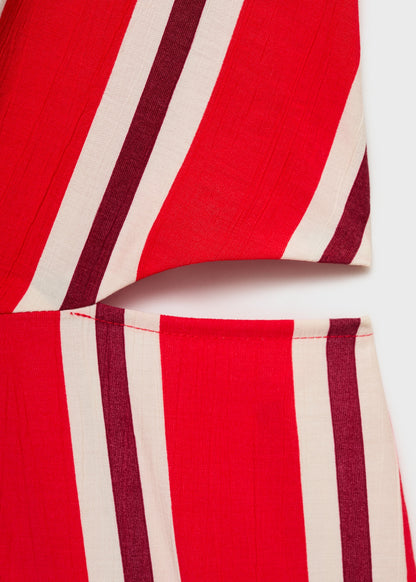 Striped jumpsuit with cut-out