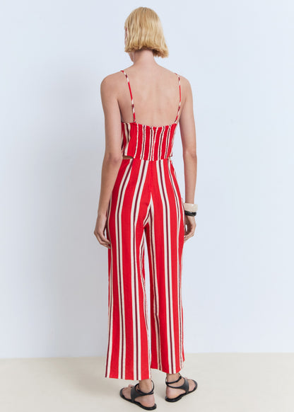 Striped jumpsuit with cut-out